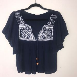 Navy boho crop top